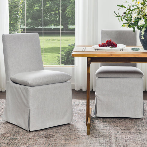 Diane Slipcover Performance Dining Chair with Casters - Upholstered Dining Chair | Modern Dining Chairs | Kinwell Furniture | Performance Fabric Dining Chairs